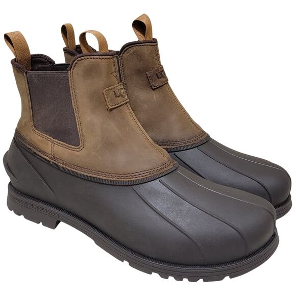 UGG Men Gatson Chelsea Waterproof Duck Boots Size US 9.5 Chestnut Leather - Picture 1 of 6